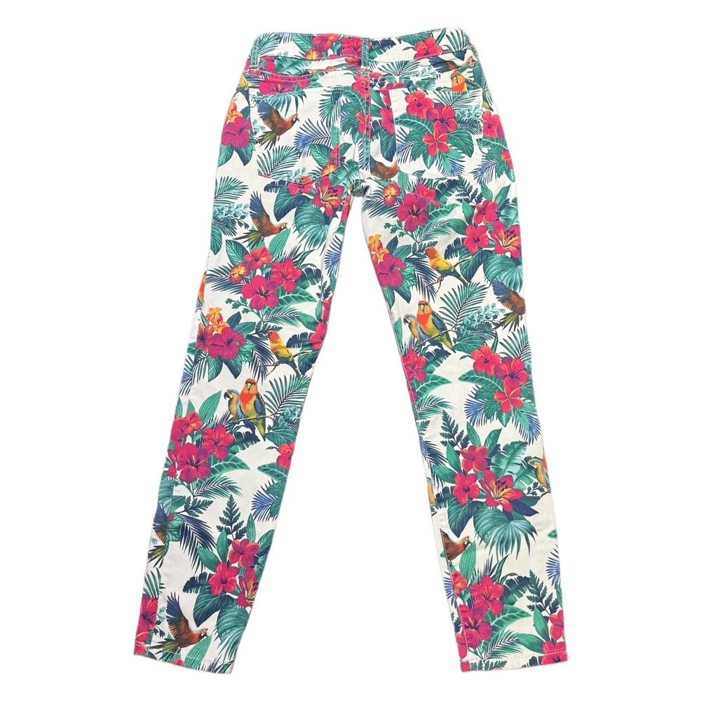 Tommy Bahama‎ Skinny Floral Parrot Print Pants Bright White Size 4 - Picture 2 of 9